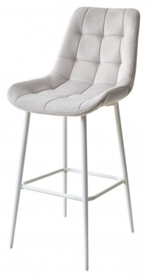 Барный стул ХОФМАН, цвет H-09 Светло-серый, велюр / белый каркас М-City в Верхней Салде - verhnyaya-salda.ok-mebel.com | фото 1