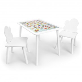 Детский комплект стол и два стула Облачко Rolti Baby с накладкой Алфавит (белая столешница/белое сиденье/белые ножки) в Верхней Салде - verhnyaya-salda.ok-mebel.com | фото