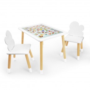 Детский комплект стол и два стула Облачко Rolti Baby с накладкой Алфавит (белая столешница/белое сиденье/береза ножки) в Верхней Салде - verhnyaya-salda.ok-mebel.com | фото