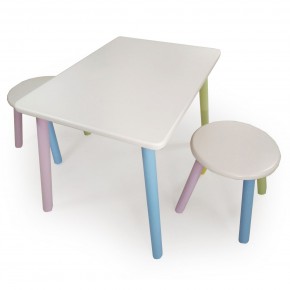 Детский комплект стол и два табурета круглых  (Белый, Белый, Цветной) в Верхней Салде - verhnyaya-salda.ok-mebel.com | фото 2