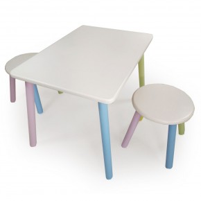 Детский комплект стол и два табурета круглых с накладкой Алфавит (Белый, Белый, Цветной) в Верхней Салде - verhnyaya-salda.ok-mebel.com | фото 3