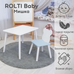 Детский комплект стол и стул «Мишка» Rolti Baby  (голубая столешница/белое сиденье/белые ножки) в Верхней Салде - verhnyaya-salda.ok-mebel.com | фото