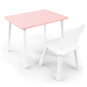 Детский комплект стол и стул «Мишка» Rolti Baby (розовый/белый, массив березы/мдф) в Верхней Салде - verhnyaya-salda.ok-mebel.com | фото