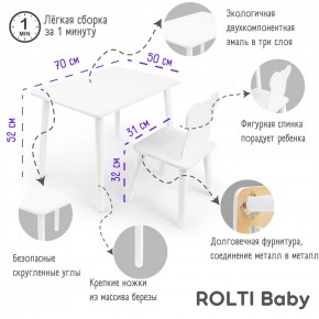 Детский комплект стол и стул Мишка Rolti Baby с накладкой Алфавит (белая столешница/белое сиденье/белые ножки) в Верхней Салде - verhnyaya-salda.ok-mebel.com | фото 2