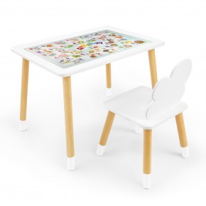 Детский комплект стол и стул Облачко Rolti Baby с накладкой Алфавит (белая столешница/белое сиденье/береза ножки) в Верхней Салде - verhnyaya-salda.ok-mebel.com | фото
