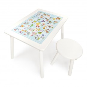 Детский комплект стол и табурет круглый Rolti Baby с накладкой Алфавит (белая столешница/белое сиденье/белые ножки) в Верхней Салде - verhnyaya-salda.ok-mebel.com | фото