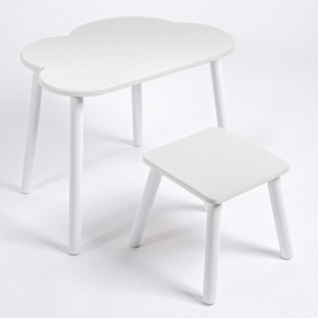Детский комплект стол ОБЛАЧКО  и табурет Rolti Baby (белая столешница/белое сиденье/белые ножки) в Верхней Салде - verhnyaya-salda.ok-mebel.com | фото
