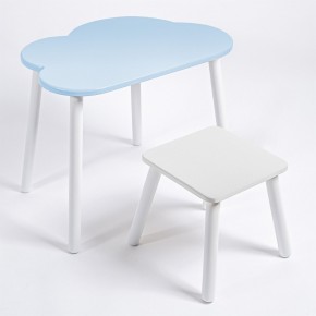 Детский комплект стол ОБЛАЧКО  и табурет Rolti Baby (голубая столешница/белое сиденье/белые ножки) в Верхней Салде - verhnyaya-salda.ok-mebel.com | фото