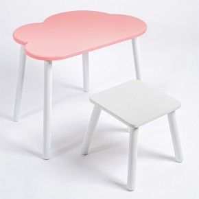 Детский комплект стол ОБЛАЧКО  и табурет Rolti Baby (розовая столешница/белое сиденье/белые ножки) в Верхней Салде - verhnyaya-salda.ok-mebel.com | фото