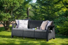 Диван пластиковый Корфу Макс (Corfu love seat max) графит в Верхней Салде - verhnyaya-salda.ok-mebel.com | фото 2