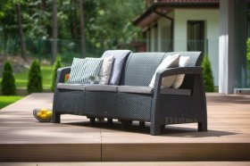 Диван пластиковый Корфу Макс (Corfu love seat max) графит в Верхней Салде - verhnyaya-salda.ok-mebel.com | фото 3
