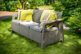 Диван пластиковый Корфу Макс (Corfu love seat max) капучино - песок в Верхней Салде - verhnyaya-salda.ok-mebel.com | фото 4