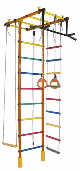 ДСК Атлант оранжевый радуга: турник, кольца, канат, трапеция, веревочная лестница в Верхней Салде - verhnyaya-salda.ok-mebel.com | фото 1