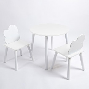 Комплект детский стол КРУГЛЫЙ и два стула ОБЛАЧКО ROLTI Baby (белая столешница/белое сиденье/белые ножки) в Верхней Салде - verhnyaya-salda.ok-mebel.com | фото
