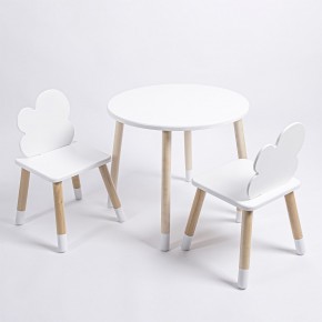 Комплект детский стол КРУГЛЫЙ и два стула ОБЛАЧКО ROLTI Baby (белая столешница/белое сиденье/береза ножки) в Верхней Салде - verhnyaya-salda.ok-mebel.com | фото