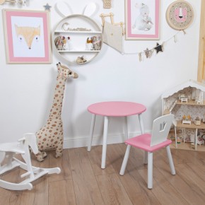 Комплект детский стол КРУГЛЫЙ и стул КОРОНА ROLTI Baby (розовая столешница/розовое сиденье/белые ножки) в Верхней Салде - verhnyaya-salda.ok-mebel.com | фото 1