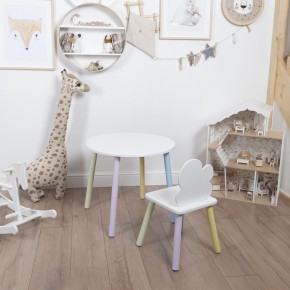Комплект детский стол КРУГЛЫЙ и стул ОБЛАЧКО ROLTI Baby (белая столешница/белое сиденье/цветные ножки) в Верхней Салде - verhnyaya-salda.ok-mebel.com | фото 2