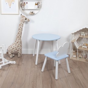 Комплект детский стол КРУГЛЫЙ и стул ОБЛАЧКО ROLTI Baby (голубая столешница/голубое сиденье/белые ножки) в Верхней Салде - verhnyaya-salda.ok-mebel.com | фото