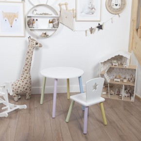 Комплект детский стол КРУГЛЫЙ и стул ЗВЕЗДА ROLTI Baby (белая столешница/белое сиденье/цветные ножки) в Верхней Салде - verhnyaya-salda.ok-mebel.com | фото 3