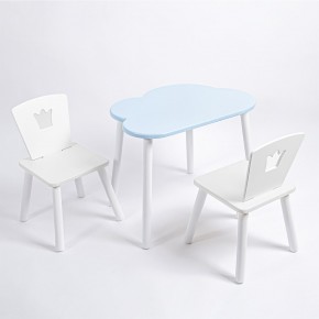 Комплект детский стол ОБЛАЧКО и два стула КОРОНА ROLTI Baby (голубая столешница/белое сиденье/белые ножки) в Верхней Салде - verhnyaya-salda.ok-mebel.com | фото