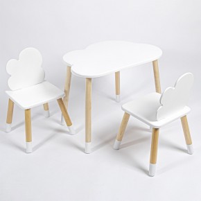 Комплект детский стол ОБЛАЧКО и два стула ОБЛАЧКО ROLTI Baby (белая столешница/белое сиденье/береза ножки) в Верхней Салде - verhnyaya-salda.ok-mebel.com | фото