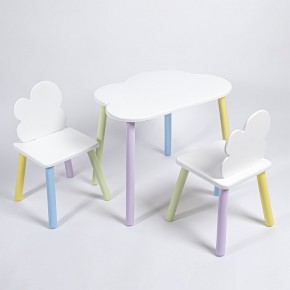 Комплект детский стол ОБЛАЧКО и два стула ОБЛАЧКО  ROLTI Baby (белая столешница/белое сиденье/цветные ножки) в Верхней Салде - verhnyaya-salda.ok-mebel.com | фото 1