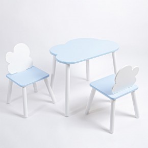 Комплект детский стол ОБЛАЧКО и два стула ОБЛАЧКО ROLTI Baby (голубая столешница/голубое сиденье/белые ножки) в Верхней Салде - verhnyaya-salda.ok-mebel.com | фото