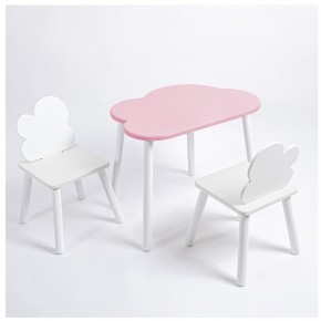 Комплект детский стол ОБЛАЧКО и два стула ОБЛАЧКО ROLTI Baby (розовая столешница/белое сиденье/белые ножки) в Верхней Салде - verhnyaya-salda.ok-mebel.com | фото 1
