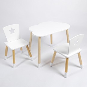 Комплект детский стол ОБЛАЧКО и два стула ЗВЕЗДА ROLTI Baby (белая столешница/белое сиденье/береза ножки) в Верхней Салде - verhnyaya-salda.ok-mebel.com | фото