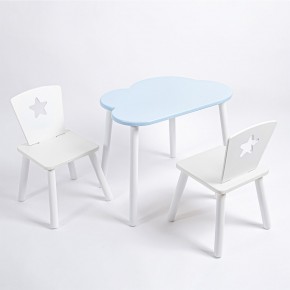Комплект детский стол ОБЛАЧКО и два стула ЗВЕЗДА ROLTI Baby (голубая столешница/белое сиденье/белые ножки) в Верхней Салде - verhnyaya-salda.ok-mebel.com | фото