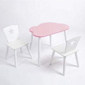 Комплект детский стол ОБЛАЧКО и два стула ЗВЕЗДА ROLTI Baby (розовая столешница/белое сиденье/белые ножки) в Верхней Салде - verhnyaya-salda.ok-mebel.com | фото 1