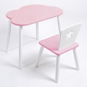 Комплект детский стол ОБЛАЧКО и стул ЗВЕЗДА ROLTI Baby (розовая столешница/розовое сиденье/белые ножки) в Верхней Салде - verhnyaya-salda.ok-mebel.com | фото 1