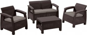 Комплект мебели Корфу сет (Corfu set) коричневый - серо-бежевый * в Верхней Салде - verhnyaya-salda.ok-mebel.com | фото