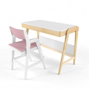 Комплект растущий стол и стул с чехлом 38 попугаев «Вуди» (Белый, Белый, Розовый) в Верхней Салде - verhnyaya-salda.ok-mebel.com | фото