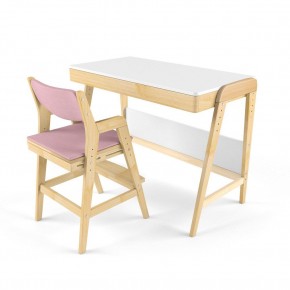 Комплект растущий стол и стул с чехлом 38 попугаев «Вуди» (Белый, Береза, Розовый) в Верхней Салде - verhnyaya-salda.ok-mebel.com | фото 1