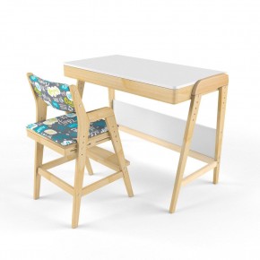 Комплект растущий стол и стул с чехлом 38 попугаев «Вуди» (Белый, Береза, Салют) в Верхней Салде - verhnyaya-salda.ok-mebel.com | фото
