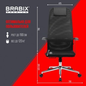 Кресло BRABIX PREMIUM "Ultimate EX-801" хром, плотная двойная сетка Х2, черное, 532917 в Верхней Салде - verhnyaya-salda.ok-mebel.com | фото 7