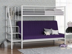 Кровать двухъярусная с диваном "Мадлен-3" (Белый/Фиолетовы) в Верхней Салде - verhnyaya-salda.ok-mebel.com | фото