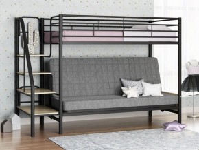 Кровать двухъярусная с диваном "Мадлен-3" (Черный/Серый) в Верхней Салде - verhnyaya-salda.ok-mebel.com | фото