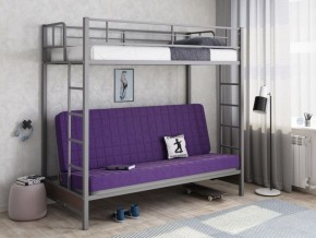 Кровать двухъярусная с диваном "Мадлен" (Серый/Фиолетовый) в Верхней Салде - verhnyaya-salda.ok-mebel.com | фото
