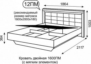 Кровать двуспальная 1.6 с ПМ Люмен 12 в Верхней Салде - verhnyaya-salda.ok-mebel.com | фото