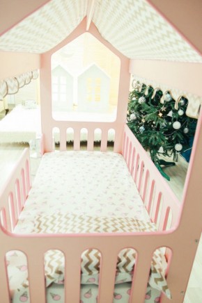 Кровать-домик без ящика 800*1600 (Розовый) в Верхней Салде - verhnyaya-salda.ok-mebel.com | фото 3