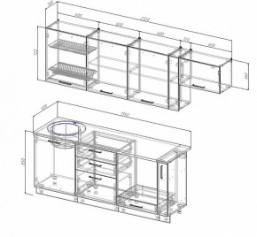 Кухонный гарнитур Антрацит 2550 (Стол. 26мм) в Верхней Салде - verhnyaya-salda.ok-mebel.com | фото 2