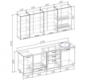 Кухонный гарнитур Дели 2200 (Стол. 26мм) в Верхней Салде - verhnyaya-salda.ok-mebel.com | фото 2