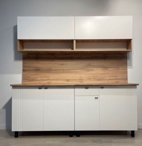 Кухонный гарнитур «Монако» 2.0 м Серия 2 МДФ с фрезеровкой (Дуб Золотой/Белый матовый) в Верхней Салде - verhnyaya-salda.ok-mebel.com | фото 2