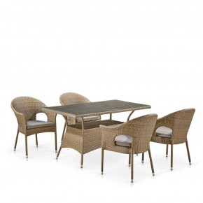 Обеденный комплект плетеной мебели T198B/Y79B-W56 Light Brown (4+1) в Верхней Салде - verhnyaya-salda.ok-mebel.com | фото