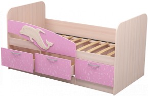 Кровать Дельфин 1,6 (Дуб молочный/фасад - Ламарти розовый) в Верхней Салде - verhnyaya-salda.ok-mebel.com | фото