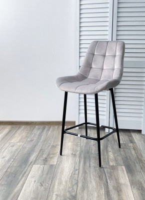 Полубарный стул ХОФМАН, цвет H-09 Светло-серый, велюр / черный каркас H=63cm М-City в Верхней Салде - verhnyaya-salda.ok-mebel.com | фото 2