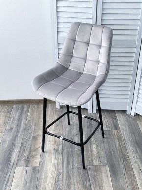 Полубарный стул ХОФМАН, цвет H-09 Светло-серый, велюр / черный каркас H=63cm М-City в Верхней Салде - verhnyaya-salda.ok-mebel.com | фото 4