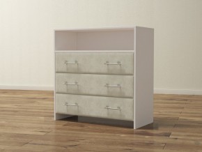 PROxSON Комод Varna (ЛДСП Белая+ткань Белый/Savana Milk (молочный)) 90x40 в Верхней Салде - verhnyaya-salda.ok-mebel.com | фото